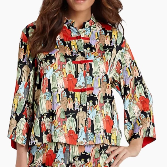 Natori Women's Dynasty Asian/Korean Theme Pajama Top Large - Picture 2 of 16